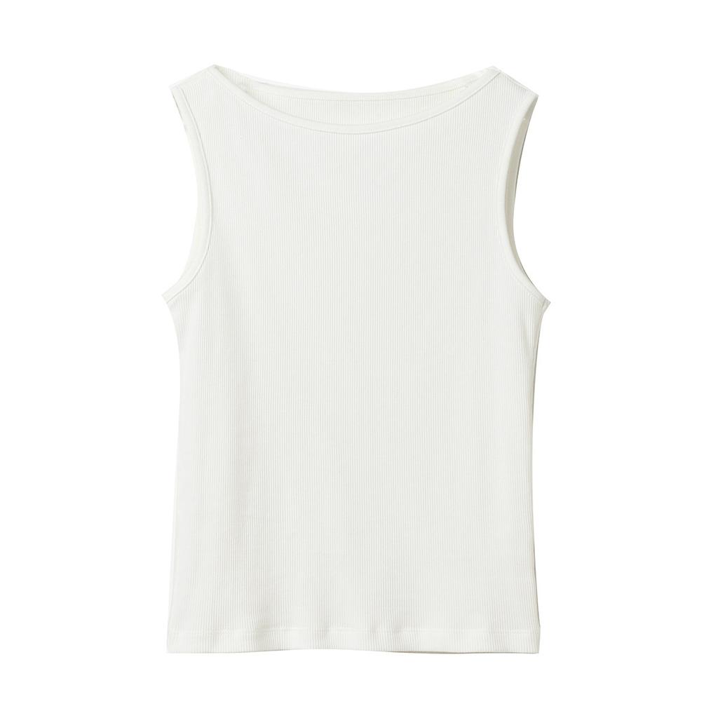 Spring and summer I-shaped pure cotton vest women's one-word neck hanging neck thin inner threaded sleeveless bottoming shirt suspender top
