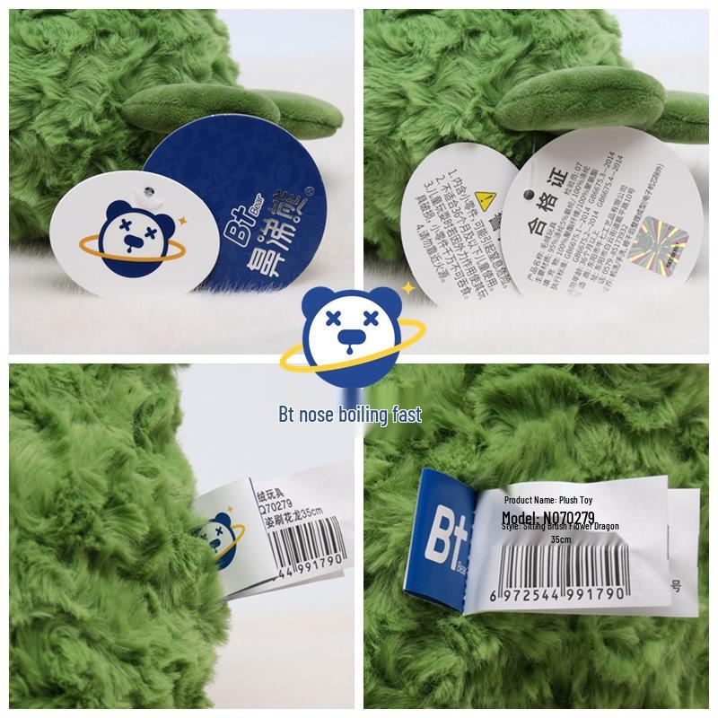 Snot Bear Dinosaur Plush Toy: Cute Avocado Backpack & Flower Brush - Children's Day Gift