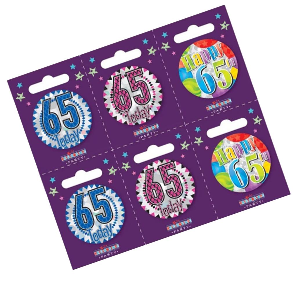 Kaleidoscope Small 65th Birthday Badge Set