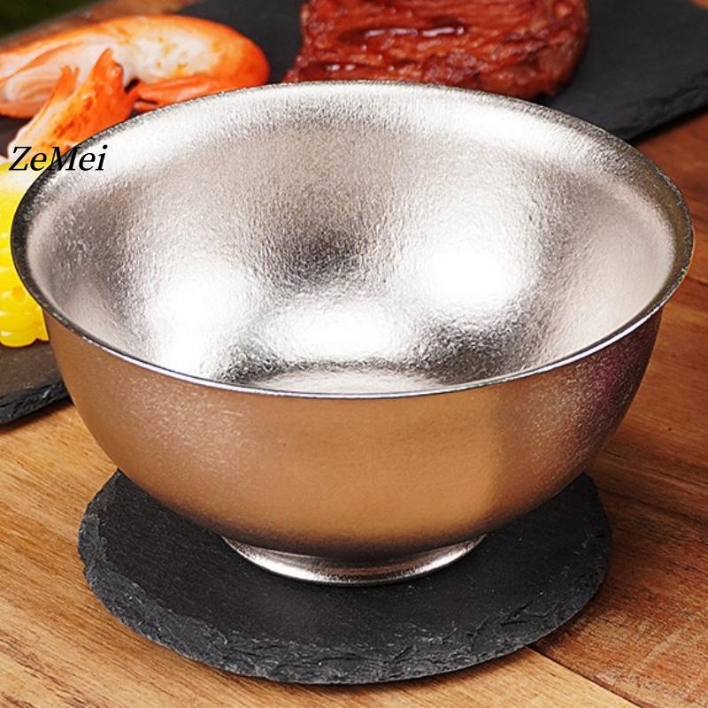 Pure Titanium Double-Wall Bowl Insulated Meal Salad Bowl Bowl Food Restaurant Thickened Shatter-Resistant Titanium Kitchenware