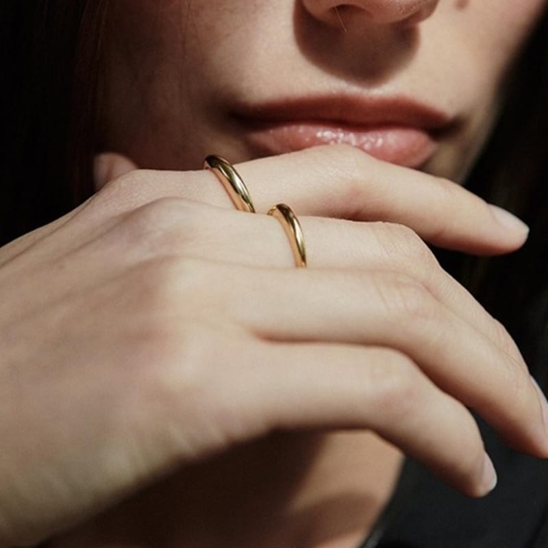 Green [925 Silver] Five.silver.205 / Mini Soar Ring (gold)