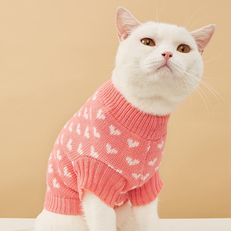Pet Peach Heart Slim Fit Dog Sweater, Round Neck