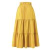 Moda Feminina Cor Sólida Renda Floral Cintura Elástica Solta Saia Longa