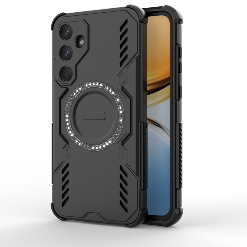 For Samsung Galaxy A55 5G Magnetic Case WANLONFENG DJ Series PC TPU Phone Cover with 2Pcs Tempered Glass Film