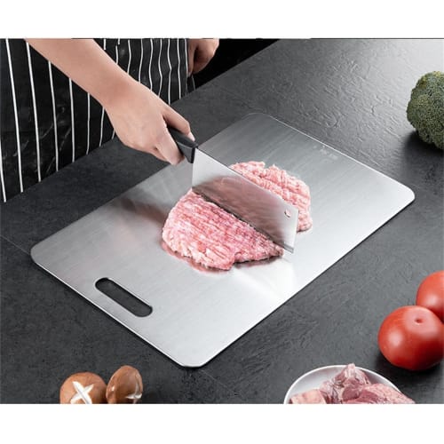 Stainless steel cutting board, antibacterial, dishwasher safe, non-slip, kitchen cutting board, cutting-edge hygiene and durability, made in Japan wit