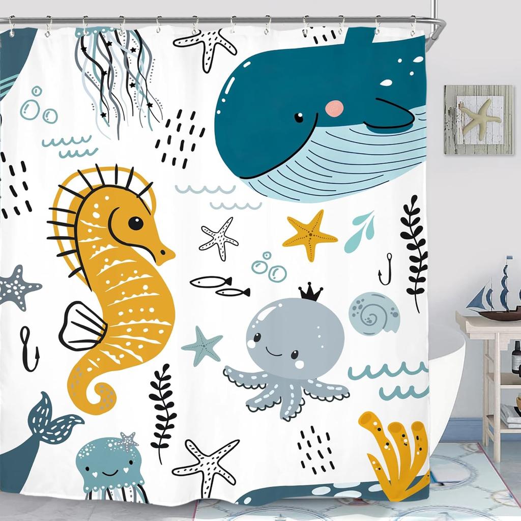 Miyotaa Lustiges Hunde Duschvorhang Set 60B x 71H Zoll Badezimmer Bulldogge Labrador Vintage Retro Lustiges Tier Wasserdicht Badezimmer