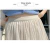 Women's Double-Sided Lace A-Line Pleated Long Flare Skirt for Autumn