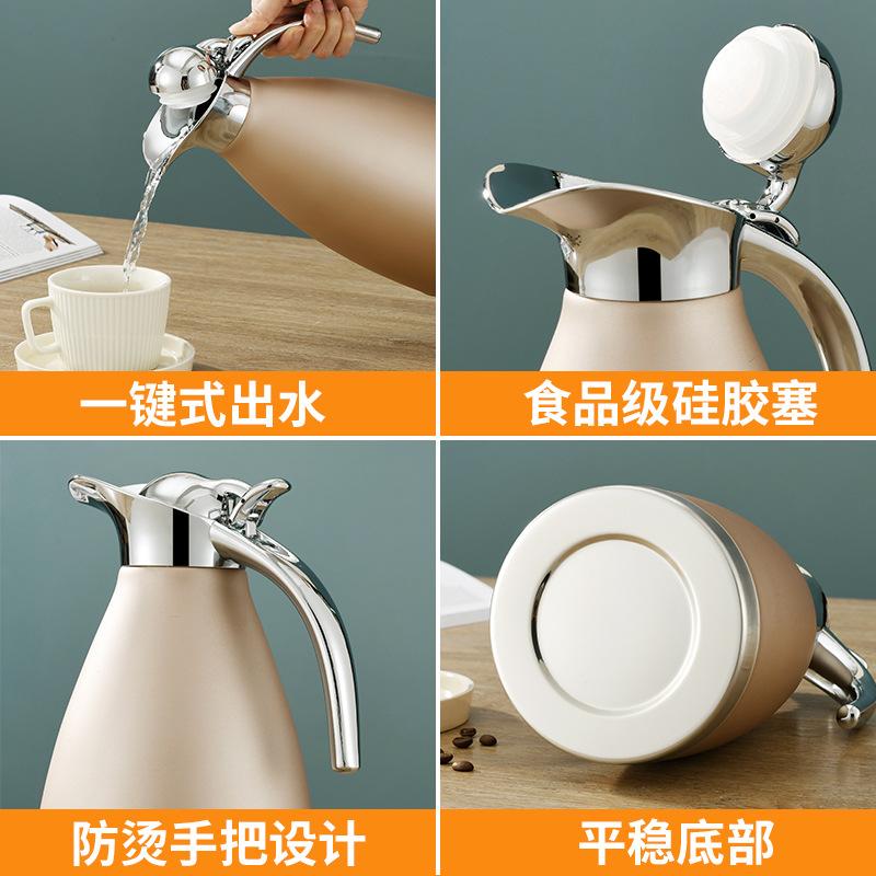 304 Stainless Steel Insulation Pot Vacuum Kettle Double layer European Style Coffee Pot Household Cold Kettle 2L Gift LOGO True color Single layer