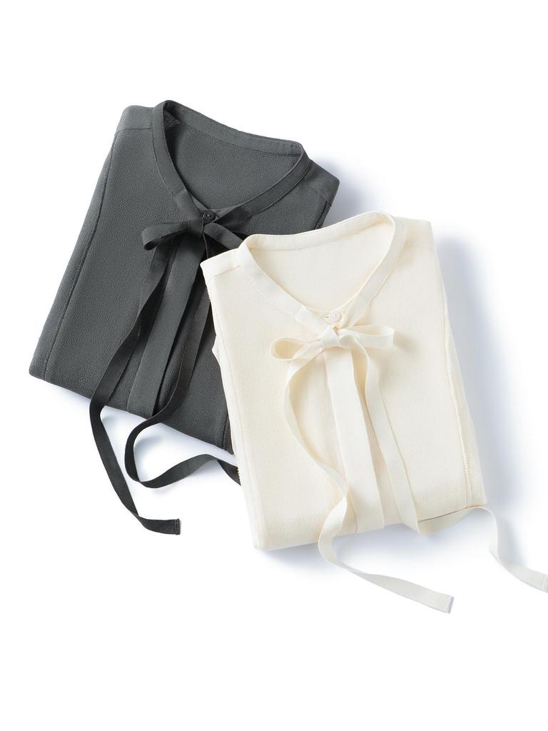 Women's Spring Silk Ribbon Shirt: Mulberry Silk French-Style Long Sleeve Top