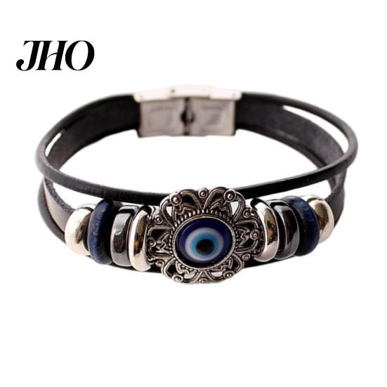 Bransoletka Damska Męska Sztuczna Skóra Bohemian Wielowarstwowa Koraliki Vintage Geometryczna Dekoracyjna Prezent Unisex Turecki Amulet Oko Przeciw Złu Biżuteria do Codziennego Życia Manżeta
