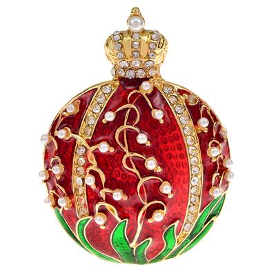 Nuevos broches esmaltados con forma de granada de fruta para mujeres y hombres, lindos broches de flores con perlas y diseño de corona de diamantes de imitación