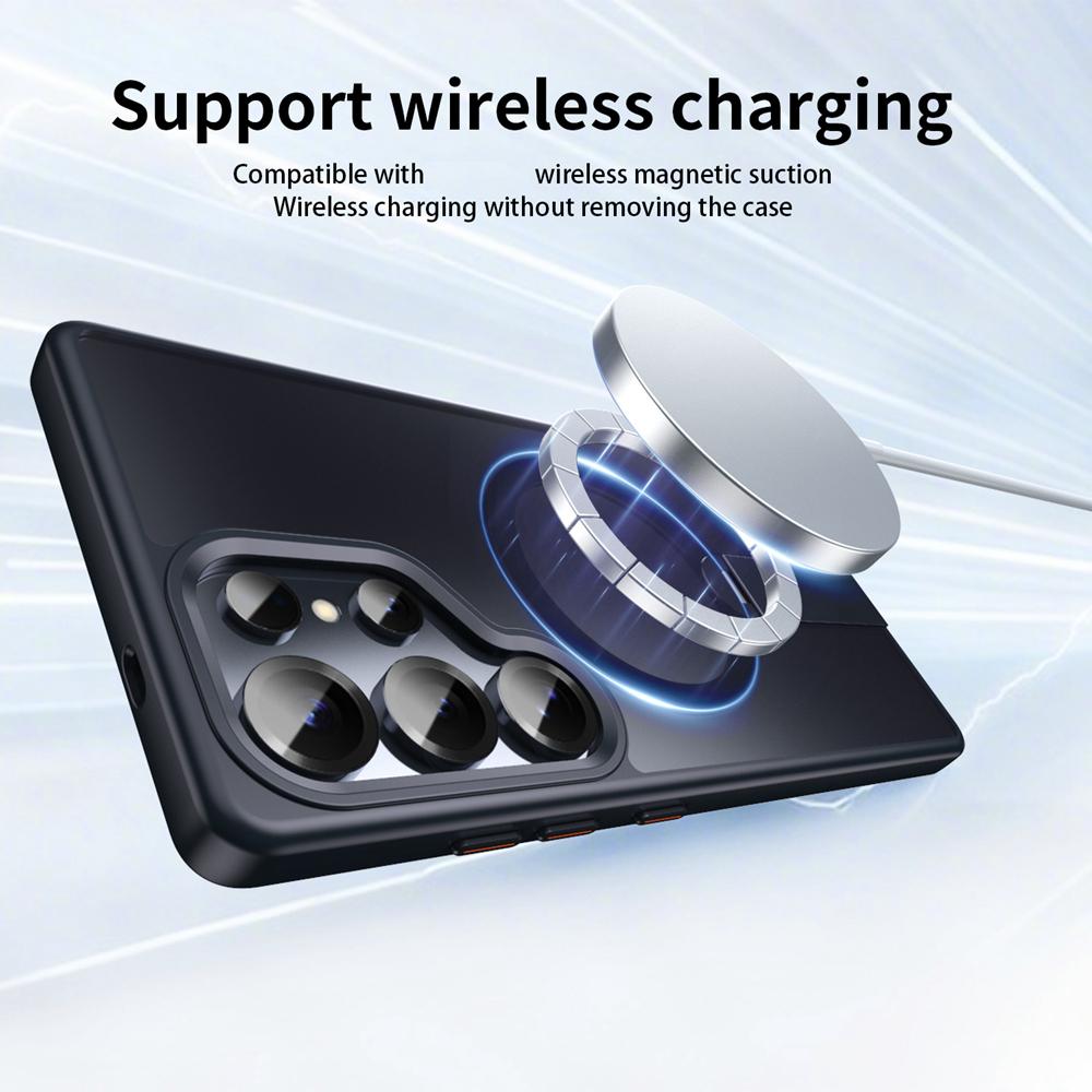 KEYSION 360 Hidden Metal Stand Magnetic Case for Magsafe for Samsung Galaxy S24 S25 Ultra S24+ S25+ Matte Shockproof Phone Cover