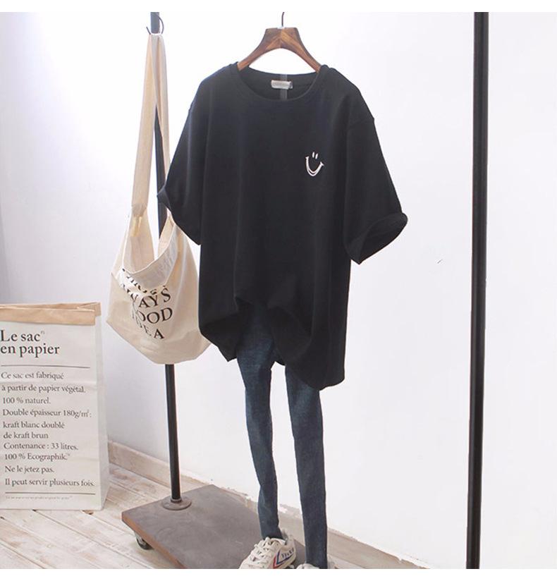 Women's Hong Kong Chic Loose Mid-Length Short-Sleeve White T-Shirt - Korean Style Summer Trend