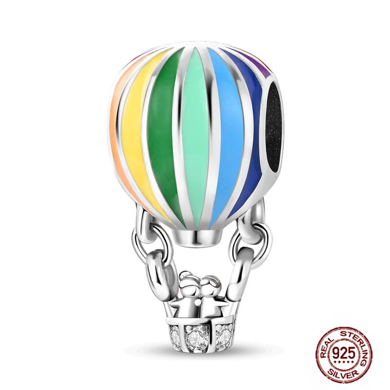 Air Balloon Flying House Charm Beads Fit Necklac Copper Original Bracelets Pendant Women Beads Diy Jewelry