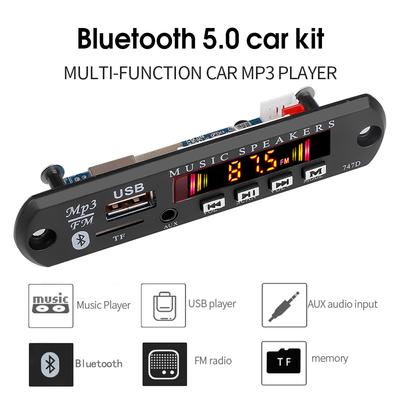 DC 9-12V Bluetooth 5.0 FM Radio Kit Car MP3 Audio Decoder Board Receiver 3.5mm USB AUX WMA WAV Format TF Card Music Playing Kit