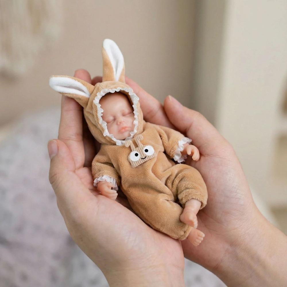 Мини 15 см Полностью Силиконовая Кукла Реборн с Открытыми/Закрытыми Глазами (на выбор), Кукла Новорожденный, Эластичная Мягкая Кукла Реборн для Детей, Новогодний Подарок closed eyes boy doll