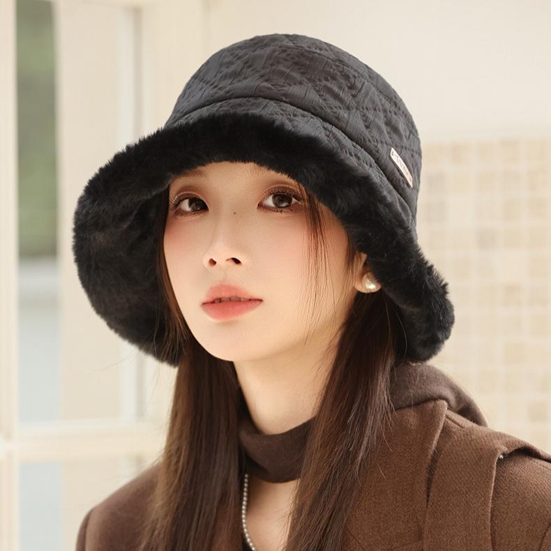 Autumn and Winter Plush Thickened Cold-proof Bucket Hat Women's Bucket Hat Casual Basin Hat