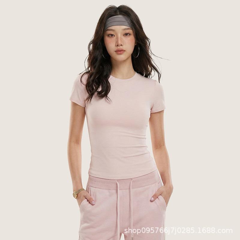 White Gym Clothes Women's Summer Thin Slim-fit Short-sleeved Pilates Training Clothes T-shirt Running Yoga Sports Top