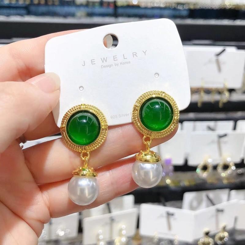 Изысканные серьги-подвески из камня Тигровый глаз для женщин Жемчужные пусеты Модные украшения