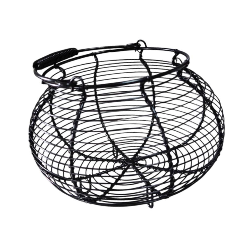 Egg Basket Storage, Wire Metal Basket, Collecting with Handle, Round Iron Mesh, Versatile
