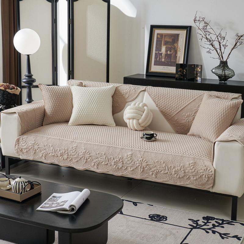 Short Pulsh Loveseat Wrap Anti-skid European Vibe Sofas Mattress Monochrome Color L Shape Sofa Blanket Cover Intended-for Lounge Space Decoration