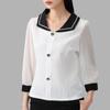 Doll Neck Chiffon Shirt Women's Top Large Size Women's Clothing Fat Mm New Women's Clothing Three-quarter Sleeve Chic and Beautiful Small Shirt