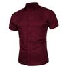 Men's Summer Solid Slim Fit Shirts Men's Business Fashion Casual Short Sleeve Shirts