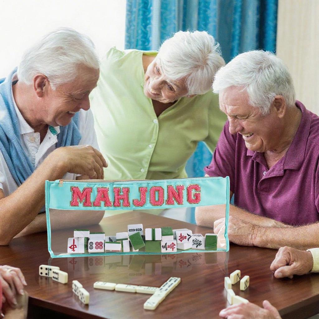 Mahjong Tile Bag Waterproof Large Mahjong Tile Holder Portable Organizer Case for Business Studio Home Travel Adults Teens