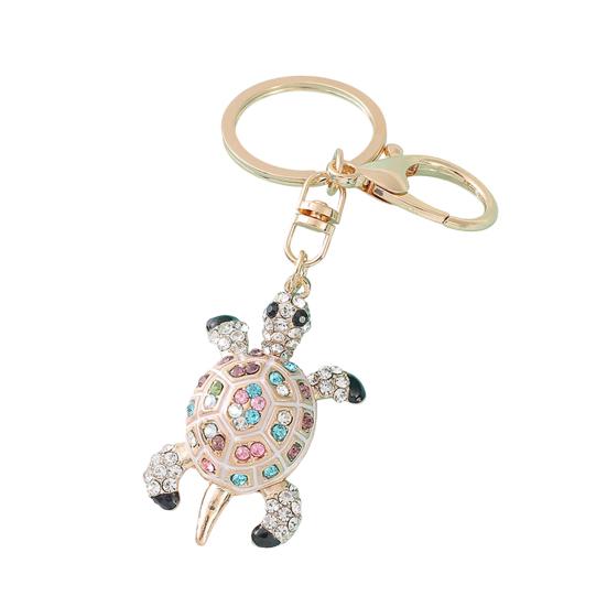 Cute Turtle Shape Rhinestone Keychain Sparkling Faux Crystal Bag Charm for Purse Handbag Accessory Gift for Women Girls