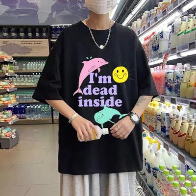 Camiseta con estampado de delfín IM Dead Inside Sunshine, camiseta con letras I'm Dead Inside, camiseta Kawaii Unisex para mujer, camisetas combinables diarias de verano