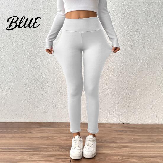 Velvet Lined Leggings Winter High-Waisted Straight Leg Pants with Insulated For Women Lining Solid Color Body Shaping