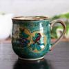 Waza No Kura Stylish Kutani Ware Mug Green Round Crest Luxury Brand Tableware Made In Japan Birthday Gift