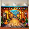 1 piece of 2D flat photography booth props, a vibrant Mexican garden polyester backdrop