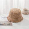 Girl Lamb Plush Autumn and Winter Korean Style Caps Pure Color Caps Lambwool Bucket Hat Female Hats