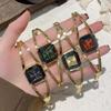Retro Gold Square Dial Bracelet Watch - Classic European & American Style Women's Bangle