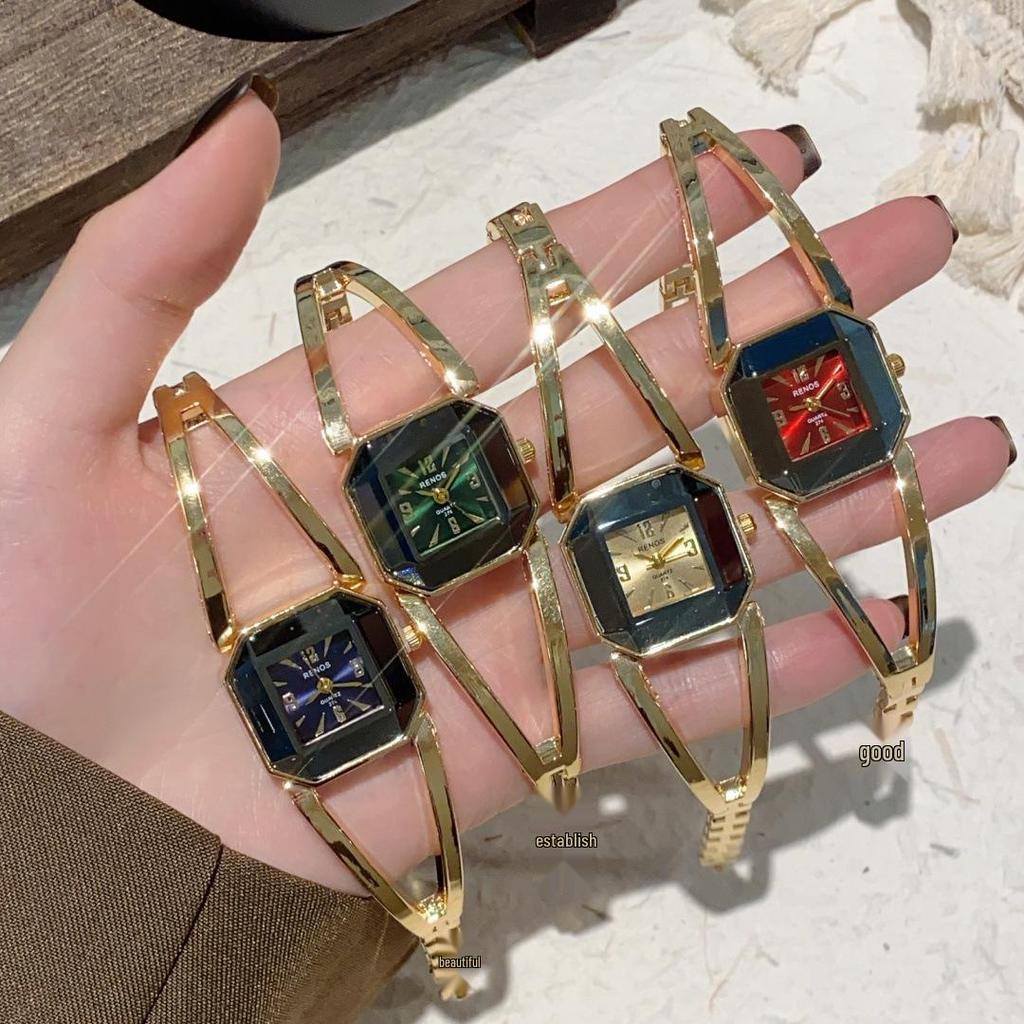 Retro Gold Square Dial Bracelet Watch - Classic European & American Style Women's Bangle
