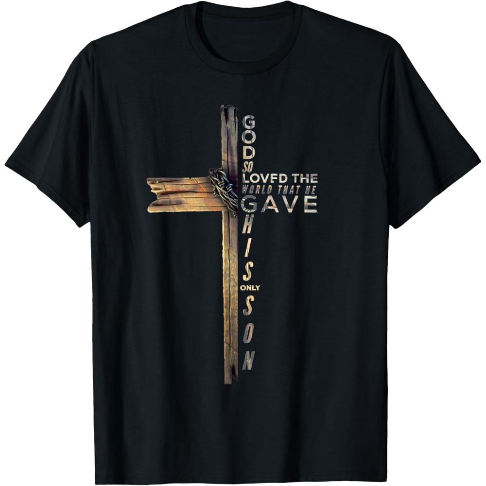 John 3:16 Christian Cross Bible T-Shirt XXL