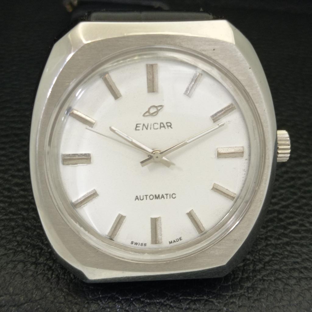 Gebrauchte automatische Herrenuhr Enicar Star Jewels 167 mit weißem Zifferblatt, Schweizer Uhrwerk, A432163-2