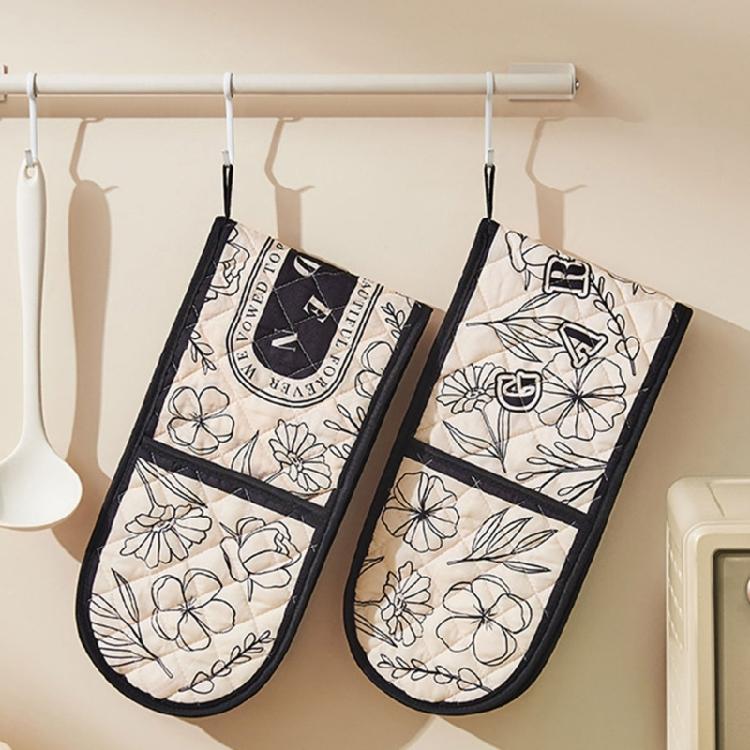 Long Fetter Oven Gloves Reinforced Heat Security Never Slip Outside for Baking Roasting Cooking