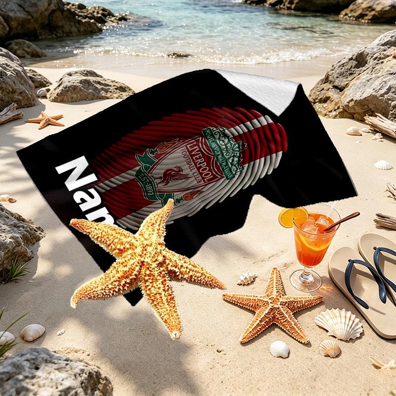 Asciugamano da Spiaggia Personalizzato con Nome Liverpool F.C., per Viaggio Campeggio Festa in Spiaggia Decorazione Casa, Regalo di Compleanno per Famiglia e Amici