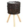Woven Rattan Plant Stand Flower Pots Holder Stool with 3 Wood Legs Floor Planter Basket Rack for Home or Office Use