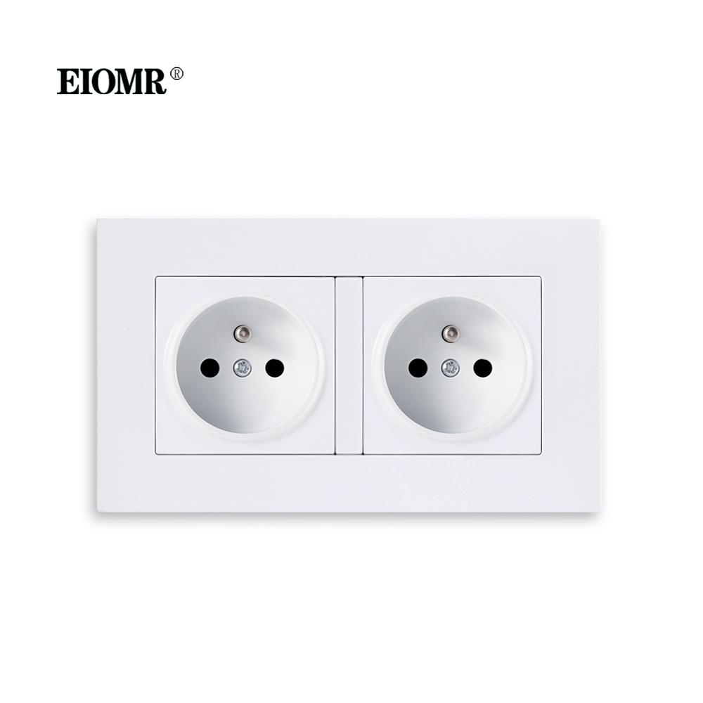 

EIOMR French Wall USB Double Socket 16A 5V 2100mA with USB Ports Electrical Sockets 146MM*86MM EU Standard Type C Power Outlet White (NO USB)