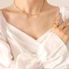 Korean Style Summer Cutout Double Pendant Collarbone Necklace, Titanium Steel with 18K Gold Plating P569
