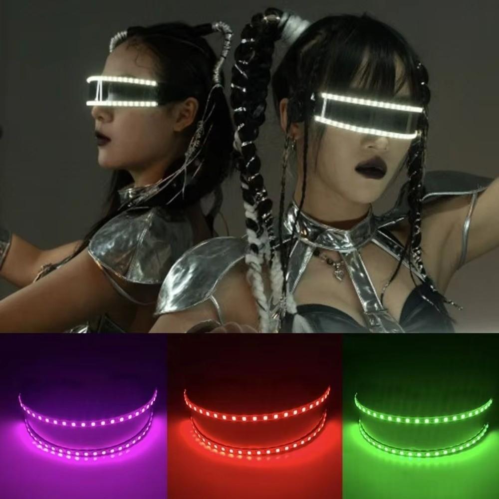 Flashing Lights Light Up Glasses Cyberpunk Style Luminous Eyewear EDM Music Show