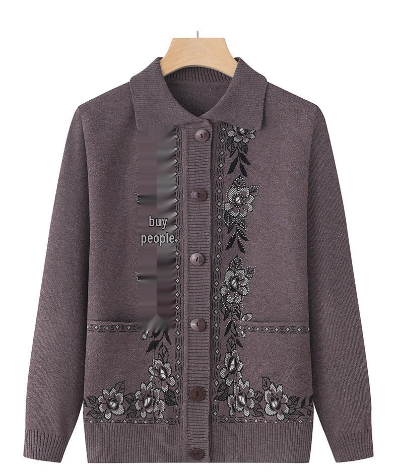 

Весенний кардиган для женщин среднего и пожилого возраста - Легкий свитер для мамы/бабушки One Size (Recommended for 42.5-65kg)