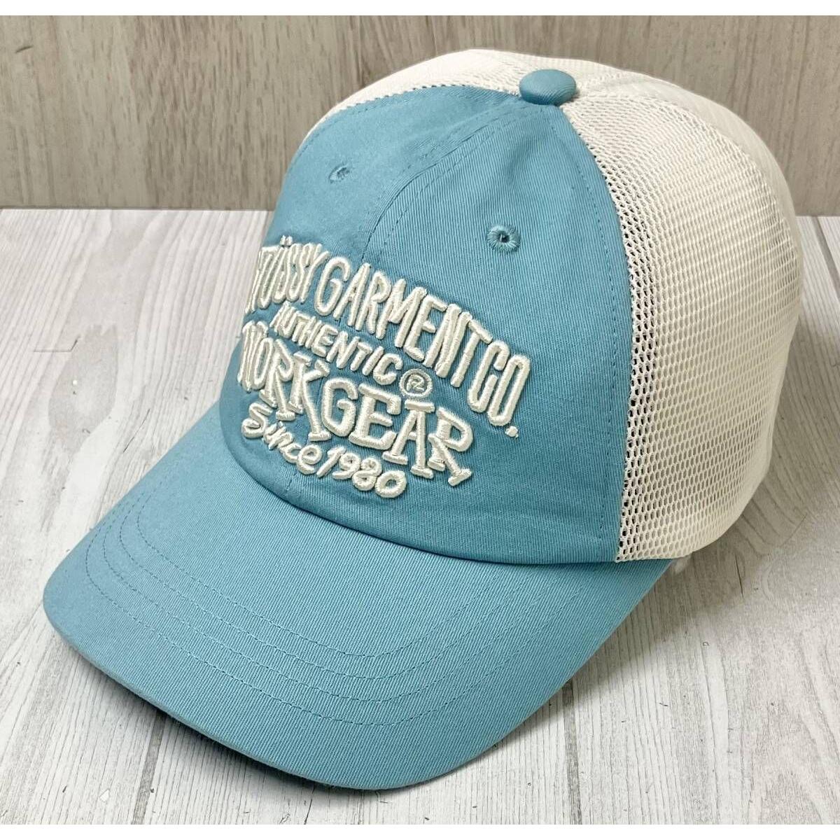 Used STSSY LOW PROFILE WORKGEAR STRAPBACK Stussy Cap Turquoise White Light Blue Men s Women s Hat Hat