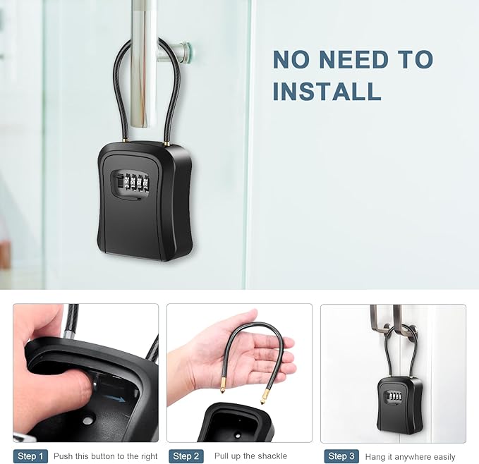 Large Key Lock Box for Outside Anti Loss Resettable Code Safe Security Lock Box for Home Office Apartment Spare Key Storage