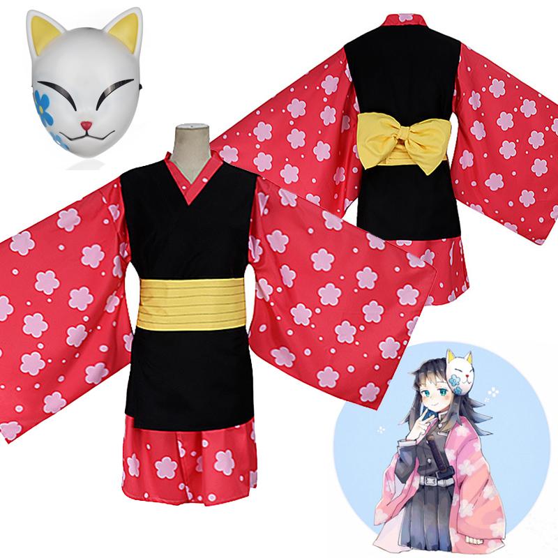 Kimetsu Slayer Demon No Yaiba Makomo Cosplay Kostyme Kvinner Kimono Drakt Kåper