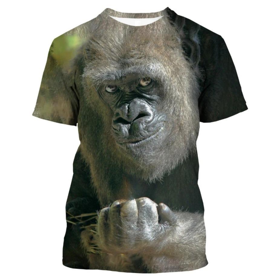 New Fashion Parody Gorilla Fun Monkey 3D Printed T-shirt Men's and Women's Summer Casual Short Sleeved Animal Shirt Top