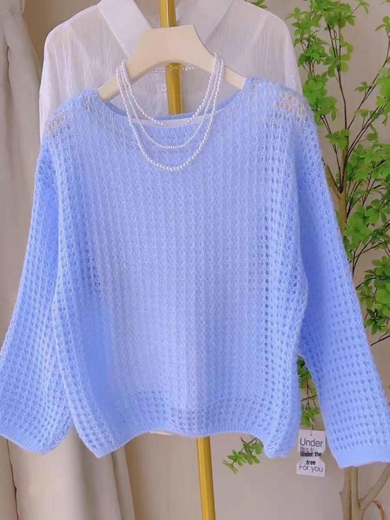 Women's Lightweight Sheer Knit Cardigan - Loose Fit, Long Sleeve, Sun Protection for Spring/Summer